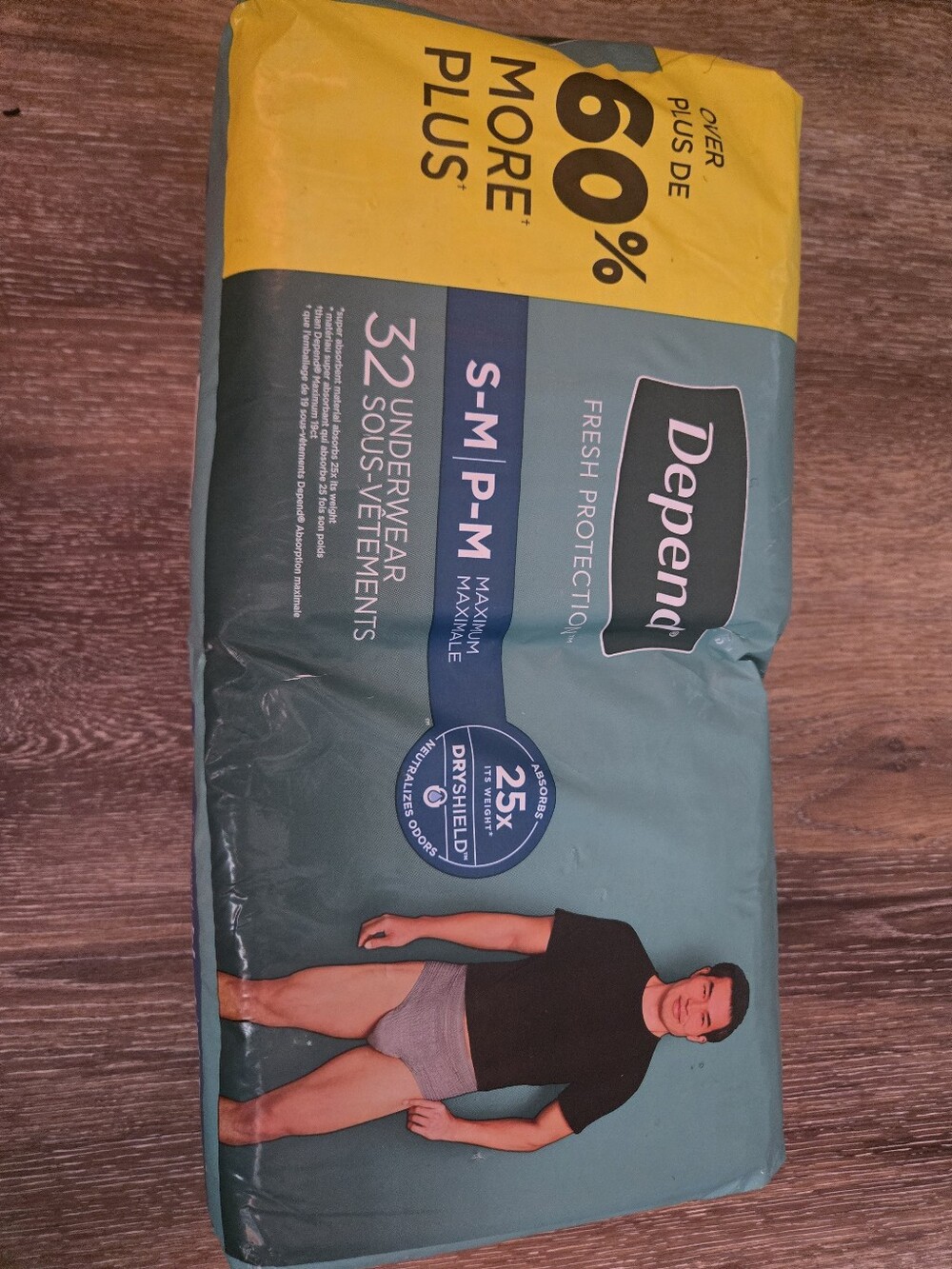 Depend Men’s Underwear Briefs - Gray (S-M) - 32 Count